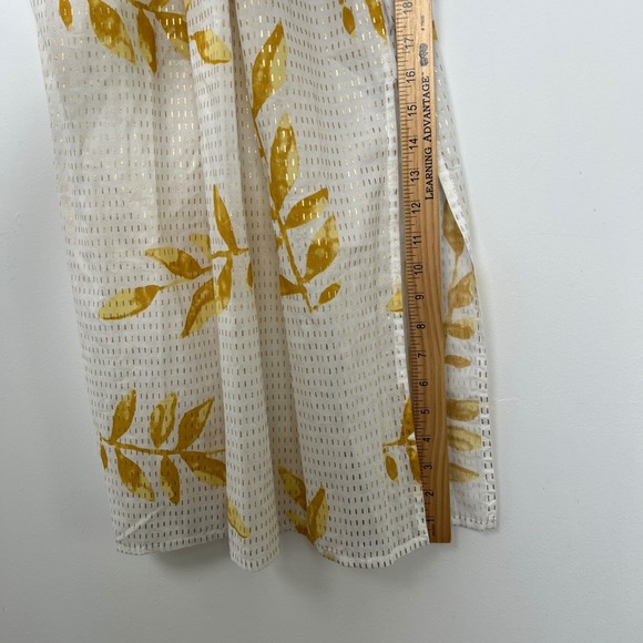 Revolve Sundress Yuma White Gold Foil Leaf Print Maxi Dress Cutout Detail Size S - Picture 9 of 10